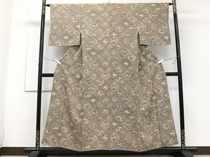 平和屋着物■上質な小紋　菱草花文　正絹　逸品　CABF8389xi
