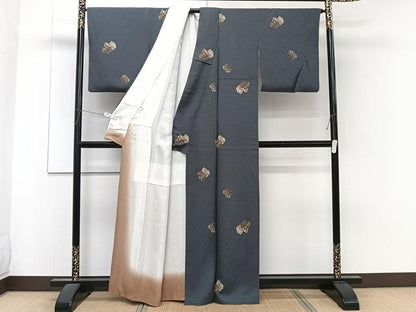 平和屋着物■上質な小紋 草花文 正絹 逸品 CABF8395xi