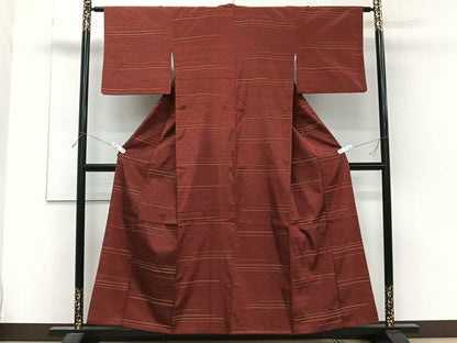 平和屋着物■上質な紬 横線文 正絹 逸品 CABF8396xi