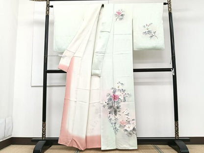 平和屋着物■訪問着 手描き 草花文 暈し染め 金銀彩 正絹 逸品 CABF8397xi