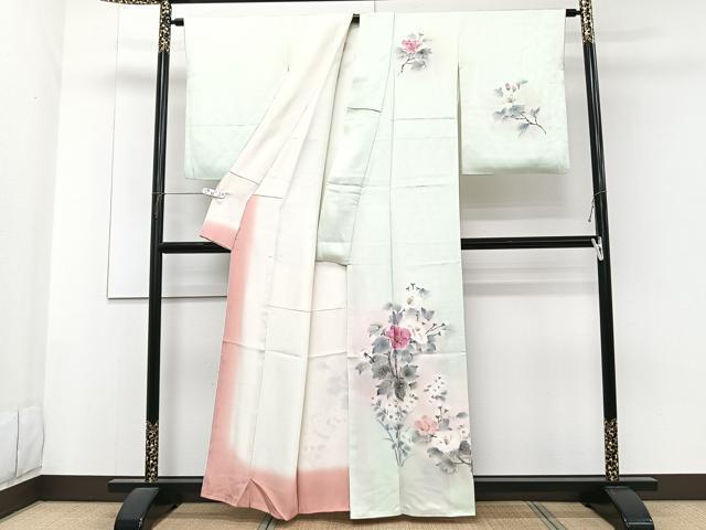 平和屋着物■訪問着 手描き 草花文 暈し染め 金銀彩 正絹 逸品 CABF8397xi