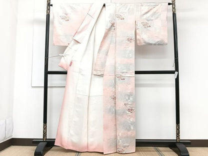 平和屋着物■上質な小紋 扇花文 金銀彩 正絹 逸品 CABF8398xi