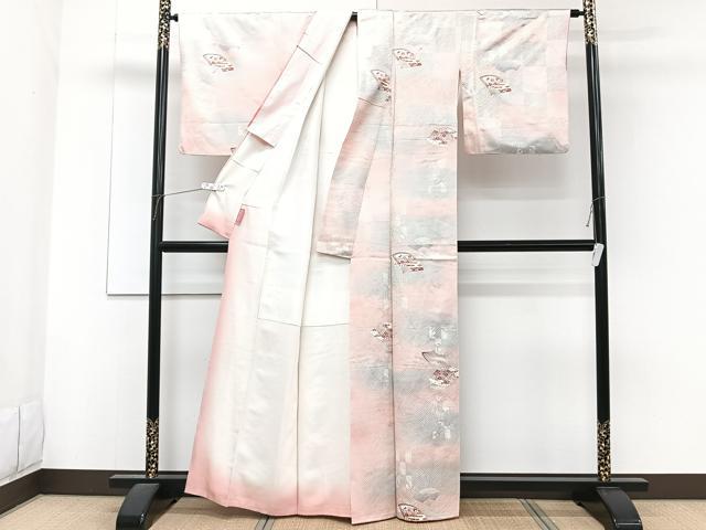平和屋着物■上質な小紋 扇花文 金銀彩 正絹 逸品 CABF8398xi