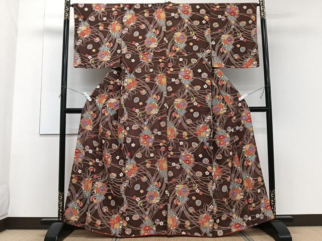 平和屋着物■上質な小紋 束花文 正絹 逸品 CABF8399xi
