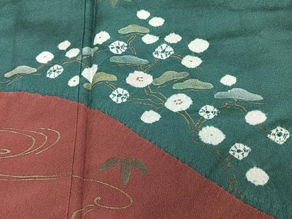 平和屋着物■訪問着 絞り 流水枝花文 暈し染め 金彩 正絹 逸品 CABF8400xi
