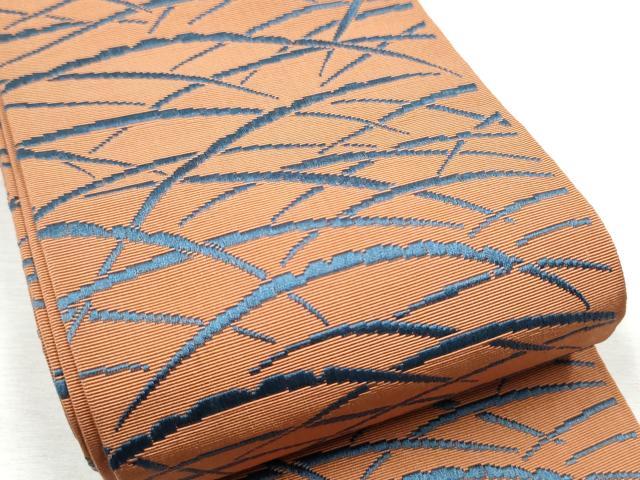 平和屋着物●男性　本場筑前博多織　両面　角帯　芝草文　正絹　逸品　CABF8406hy