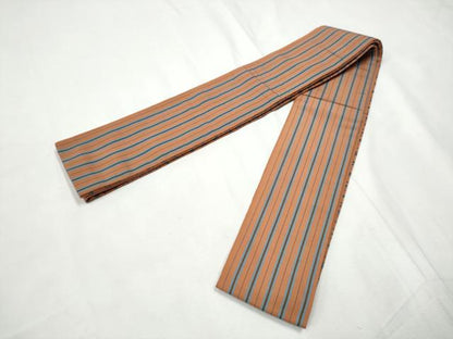 平和屋着物●男性　本場筑前博多織　両面　角帯　芝草文　正絹　逸品　CABF8406hy