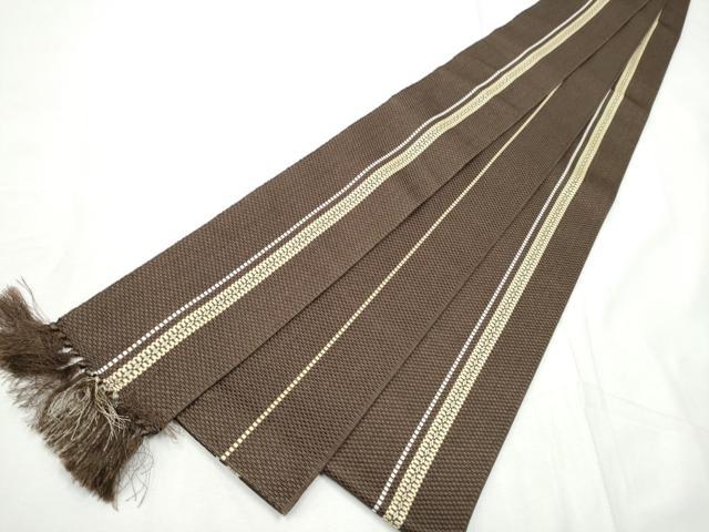 平和屋着物●男性　本場筑前博多織　角帯　間道　正絹　逸品　CABF8407hy