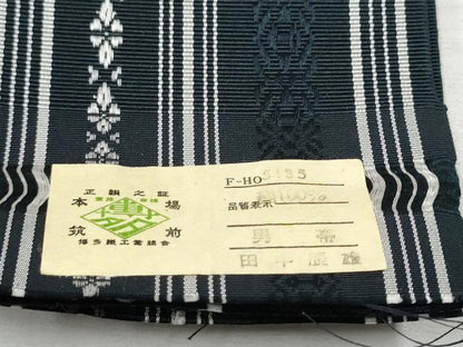 平和屋着物●男性　本場筑前博多織　角帯　献上　田中辰雄作　証紙付き　正絹　逸品　CABF8409hy