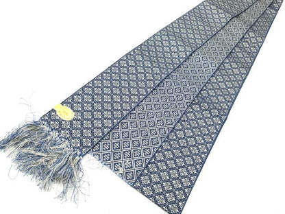 平和屋着物●男性　本場筑前博多織　角帯　菱幾何学文様　正絹　逸品　CABF8410hy