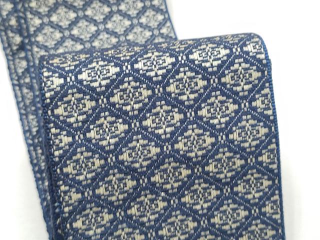 平和屋着物●男性　本場筑前博多織　角帯　菱幾何学文様　正絹　逸品　CABF8410hy