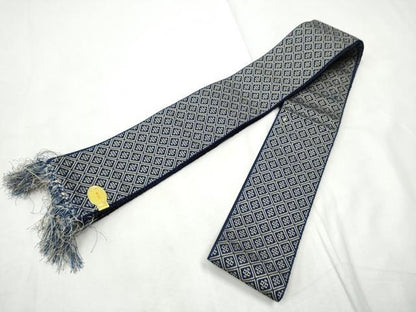 平和屋着物●男性　本場筑前博多織　角帯　菱幾何学文様　正絹　逸品　CABF8410hy