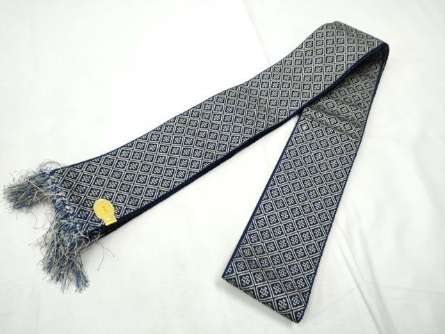 平和屋着物●男性　本場筑前博多織　角帯　菱幾何学文様　正絹　逸品　CABF8410hy