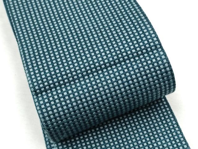 平和屋着物●男性　本場筑前博多織　角帯　格子柄　正絹　逸品　CABF8412hy
