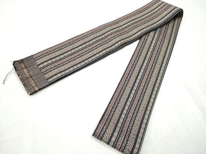 平和屋着物●男性　本場筑前博多織　角帯　間道　正絹　逸品　CABF8414hy