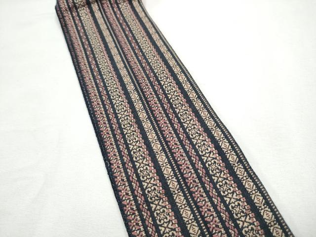平和屋着物●男性　本場筑前博多織　角帯　間道　正絹　逸品　CABF8414hy