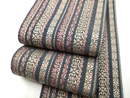 平和屋着物●男性　本場筑前博多織　角帯　間道　正絹　逸品　CABF8414hy