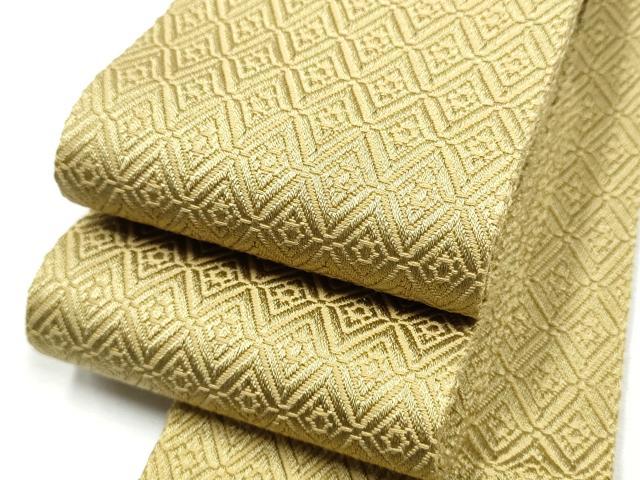 平和屋着物●男性　本場筑前博多織　角帯　菱繋ぎ　色無地　砥粉色　正絹　逸品　CABF8415hy