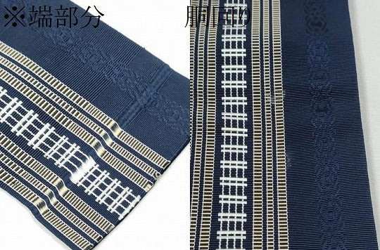 平和屋着物●男性　本場筑前博多織　角帯　間道　田中辰雄作　証紙付き　正絹　逸品　CABF8418hy