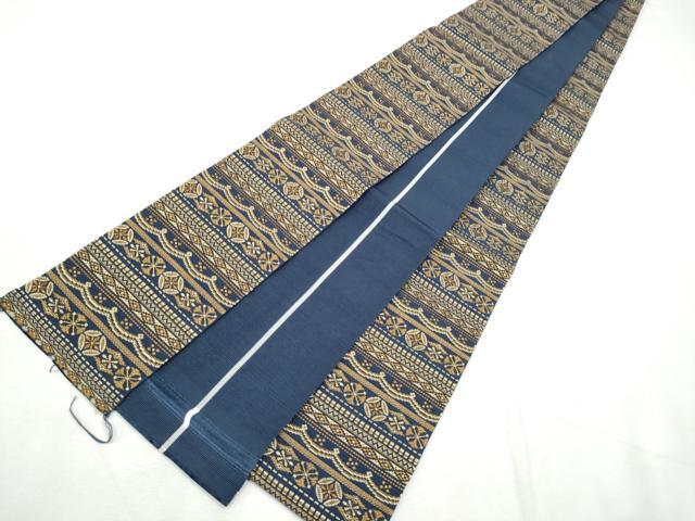 平和屋着物●男性　本場筑前博多織　角帯　横段吉祥文　正絹　逸品　CABF8420hy