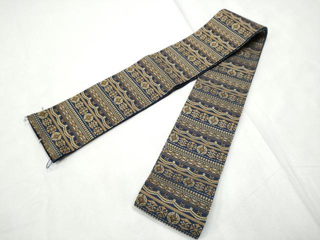 平和屋着物●男性　本場筑前博多織　角帯　横段吉祥文　正絹　逸品　CABF8420hy