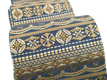 平和屋着物●男性　本場筑前博多織　角帯　横段吉祥文　正絹　逸品　CABF8420hy
