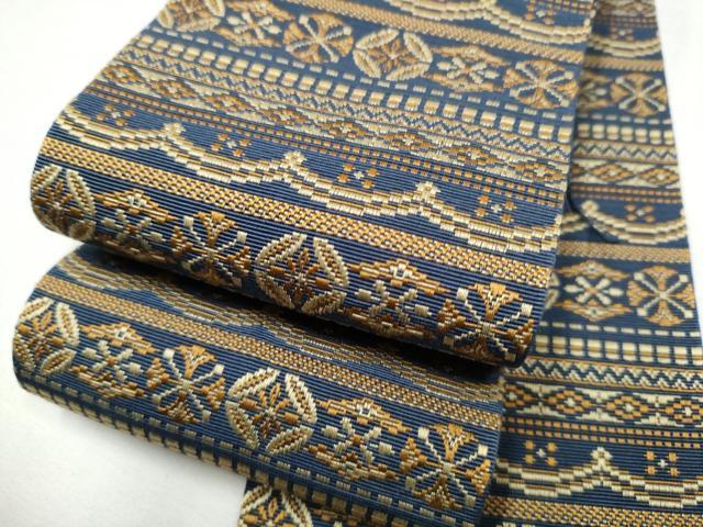 平和屋着物●男性　本場筑前博多織　角帯　横段吉祥文　正絹　逸品　CABF8420hy