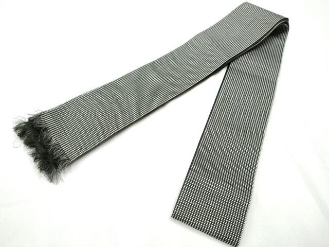 平和屋着物●男性　本場筑前博多織　角帯　格子柄　正絹　逸品　CABF8424hy