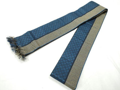 平和屋着物●男性　本場筑前博多織　両面　角帯　間道　正絹　逸品　CABF8411hy