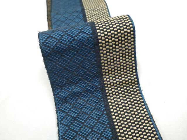 平和屋着物●男性　本場筑前博多織　両面　角帯　間道　正絹　逸品　CABF8411hy