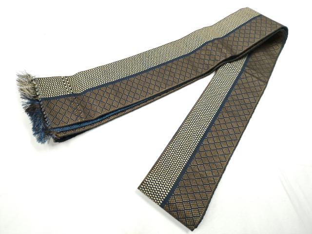 平和屋着物●男性　本場筑前博多織　両面　角帯　間道　正絹　逸品　CABF8411hy