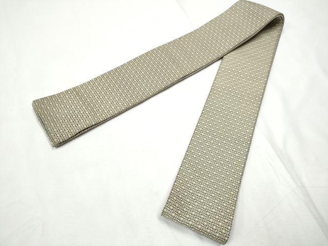 平和屋着物●男性　本場筑前博多織　角帯　幾何学文様　正絹　逸品　CABF8449hy