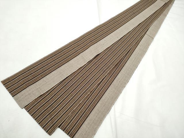 平和屋着物●男性　両面　角帯　紬地　間道　正絹　逸品　CABF8450hy