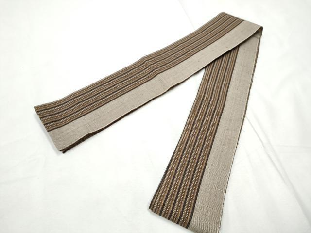 平和屋着物●男性　両面　角帯　紬地　間道　正絹　逸品　CABF8450hy