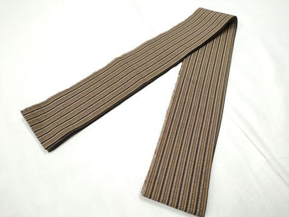 平和屋着物●男性　両面　角帯　紬地　間道　正絹　逸品　CABF8450hy