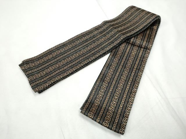 平和屋着物●男性　角帯　花丸間道　金糸　正絹　逸品　CABF8451hy