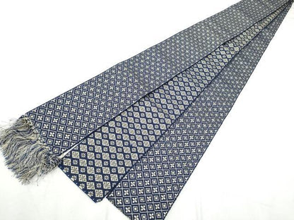 平和屋着物●男性　本場筑前博多織　角帯　菱花文　正絹　逸品　CABF8460hy