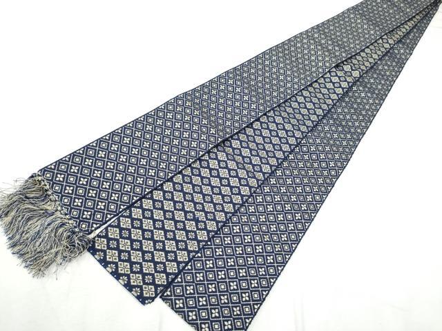 平和屋着物●男性　本場筑前博多織　角帯　菱花文　正絹　逸品　CABF8460hy