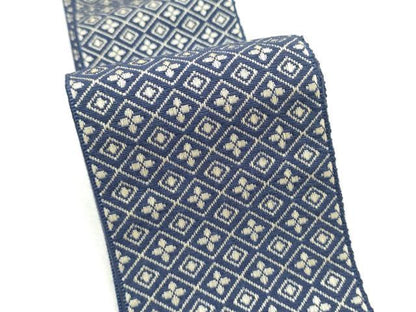 平和屋着物●男性　本場筑前博多織　角帯　菱花文　正絹　逸品　CABF8460hy