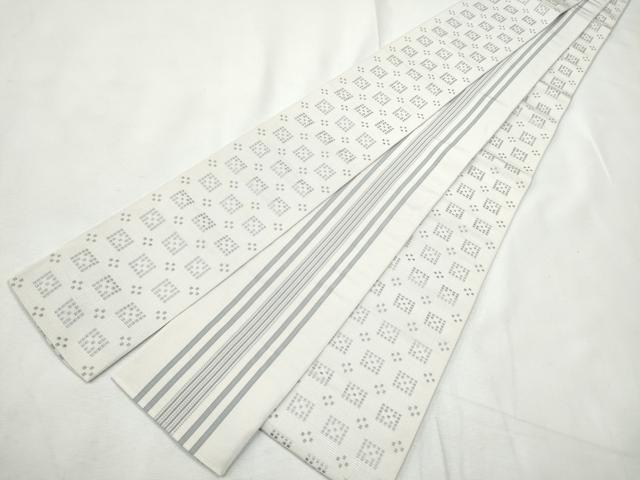 平和屋着物●男性　本場筑前博多織　両面　角帯　花織　幾何学文様　博多金ラベル　森博多織物謹製　証紙付き　正絹　逸品　CABF8470hy
