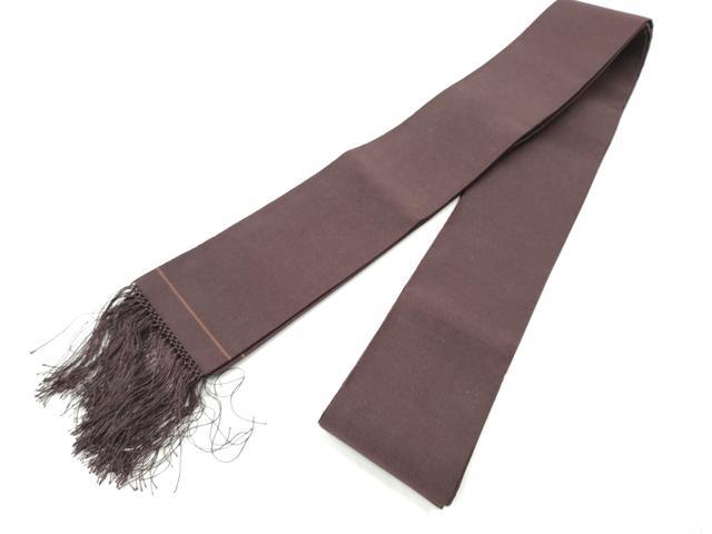 平和屋着物●男性　爪掻き本綴れ　角帯　色無地　紫鳶色　正絹　逸品　CABF8481hy