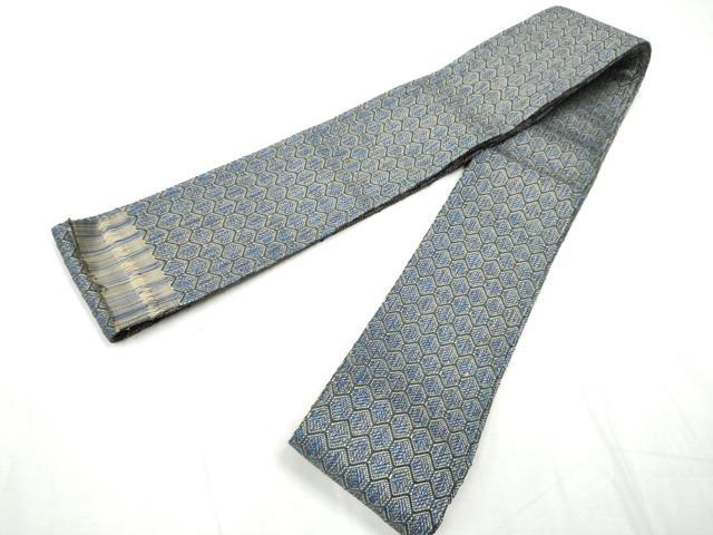 平和屋着物●男性　本場筑前博多織　角帯　亀甲繋ぎ　証紙付き　正絹　逸品　CABF8483hy