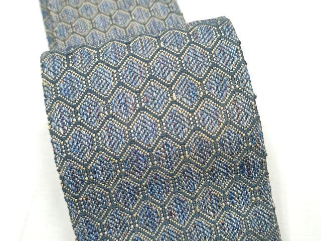 平和屋着物●男性　本場筑前博多織　角帯　亀甲繋ぎ　証紙付き　正絹　逸品　CABF8483hy