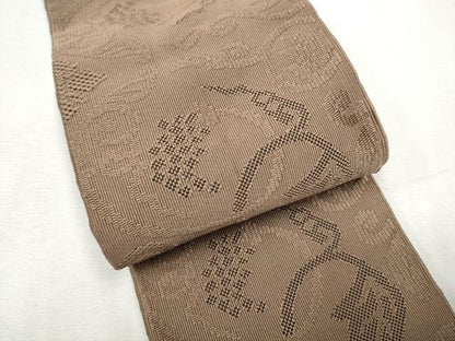 平和屋着物●男性　爪掻き本綴れ　角帯　葡萄蔦の葉文　正絹　逸品　CABF8488hy