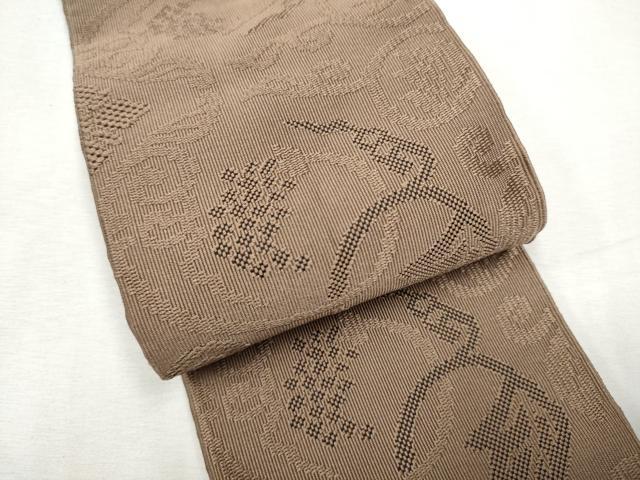 平和屋着物●男性　爪掻き本綴れ　角帯　葡萄蔦の葉文　正絹　逸品　CABF8488hy