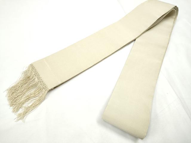 平和屋着物●男性　爪掻き本綴れ　角帯　色無地　練色　正絹　逸品　CABF8489hy