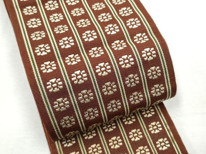 平和屋着物●男性　本場筑前博多織　角帯　いちご錦　西村織物謹製　証紙付き　正絹　逸品　CABF8508hy