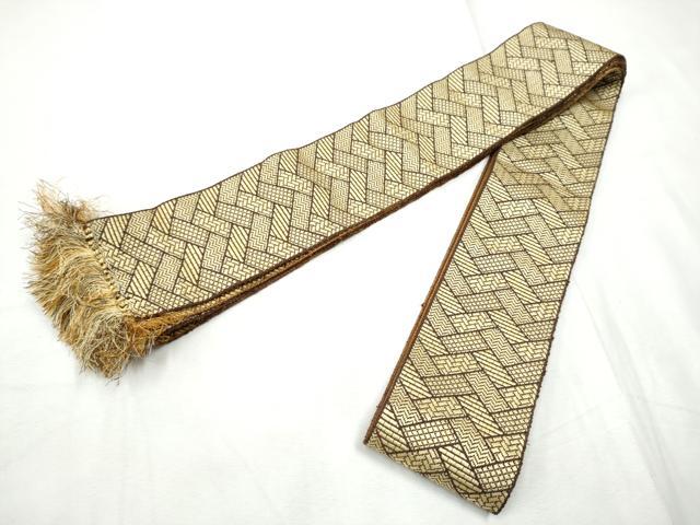 平和屋着物●男性　本場筑前博多織　両面　角帯　桧垣吉祥文　正絹　逸品　CABF8509hy