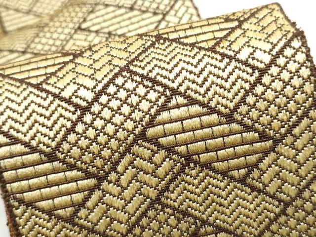 平和屋着物●男性　本場筑前博多織　両面　角帯　桧垣吉祥文　正絹　逸品　CABF8509hy