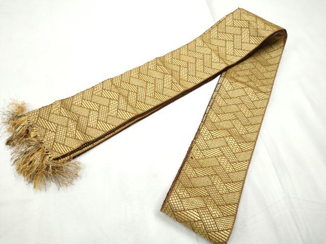 平和屋着物●男性　本場筑前博多織　両面　角帯　桧垣吉祥文　正絹　逸品　CABF8509hy